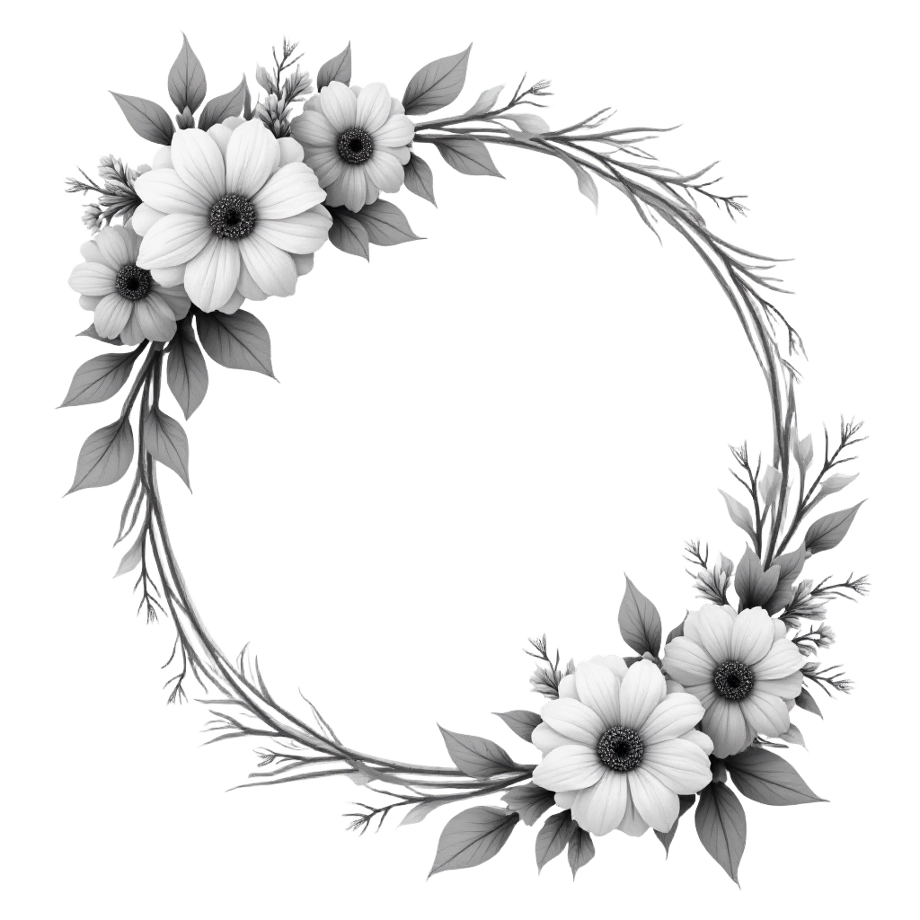 Monochrome Floral Wreath